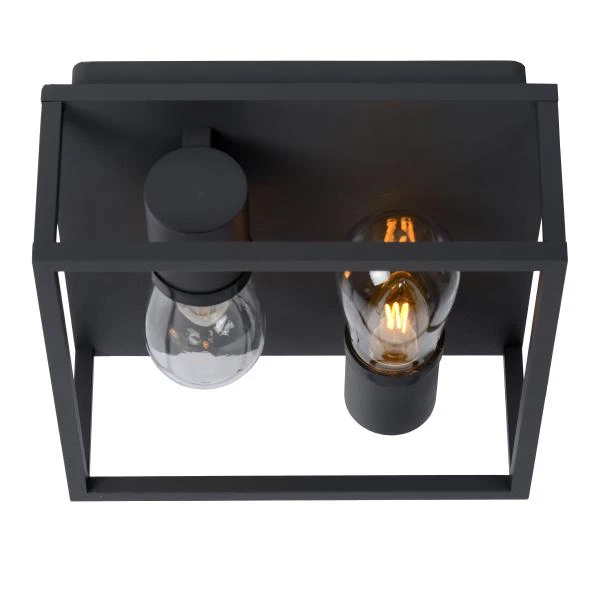 Lucide CARLYN - Flush ceiling light Bathroom - 2xE14 - IP54 - Black - detail 1